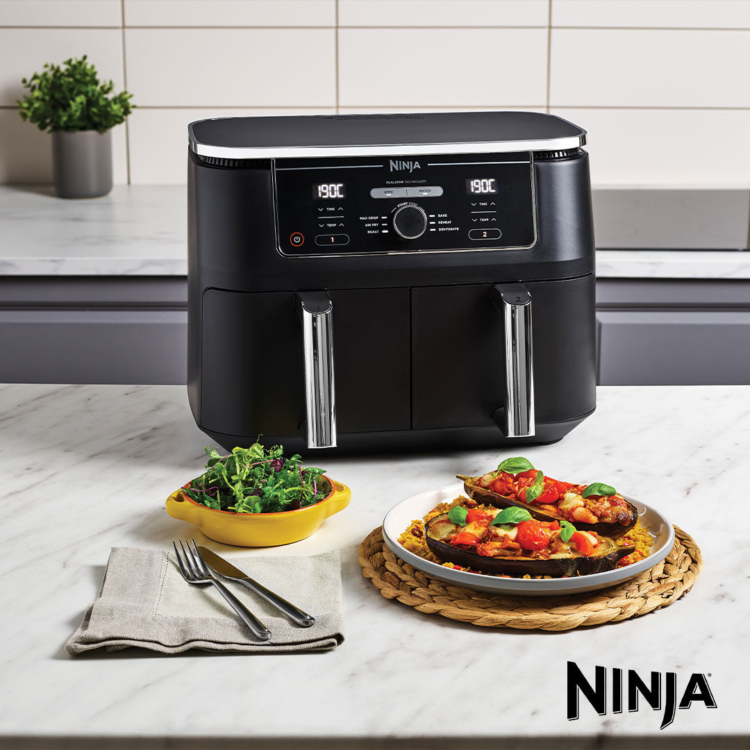 Ninja Foodi Dual Zone Air Fryer MAX + Tongs, 9.5 L, 2470 W, 2